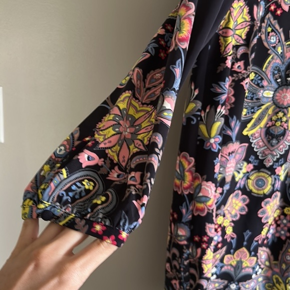 Loft Navy Blue Bold Medallion Paisley Floral Shift Dress - Picture 4 of 8